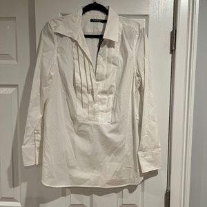 NWT - Lauren Ralph Lauren -  white pleated blouse - Size L